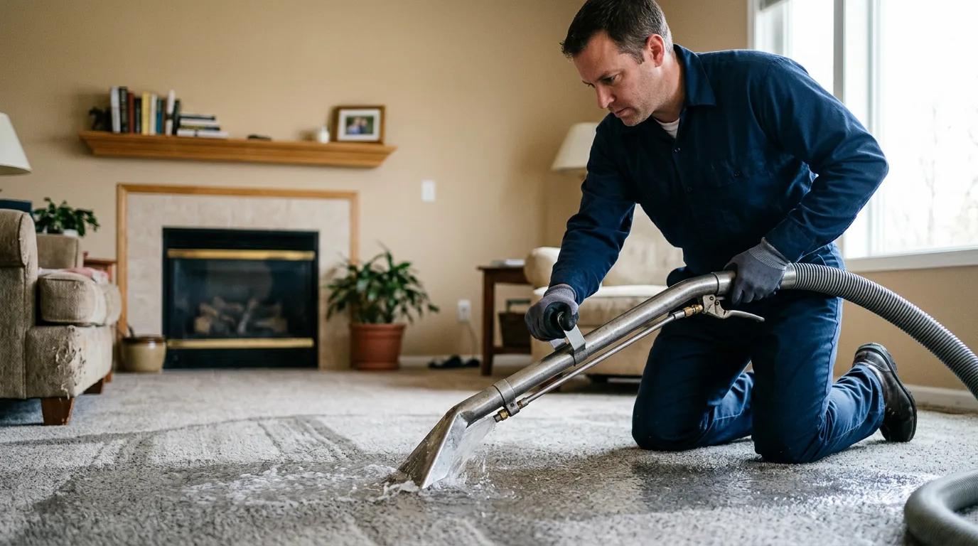 Water damage restoration technician working near Wenatchee, WA